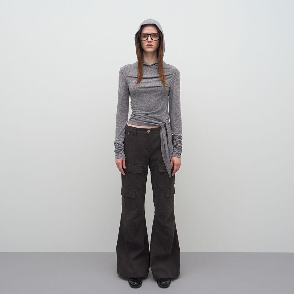 POCKET DETAIL BOOT-CUT TROUSERS