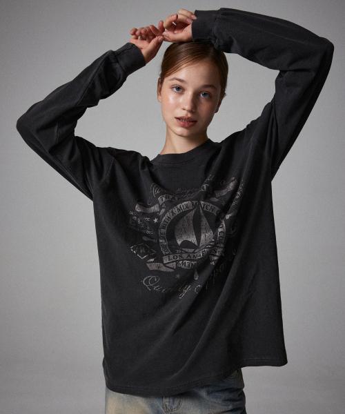 어썸스튜디오(AWESOME STUDIO)  요트 클럽 피그먼트 롱 슬리브 티 챠콜 - 사이즈 & 후기 | 무신사