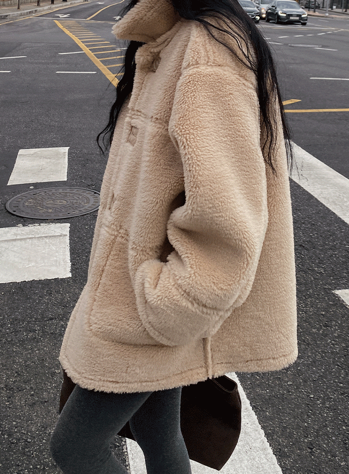 덤블 양면 시어링 자켓