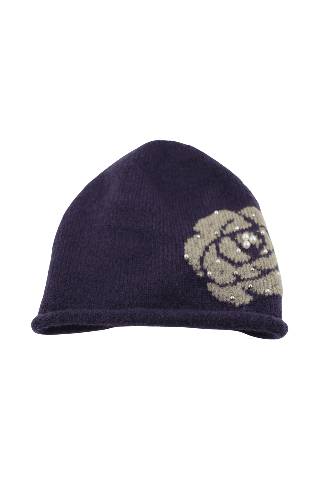 [Sepia] Rose pearl beanie (Purple)