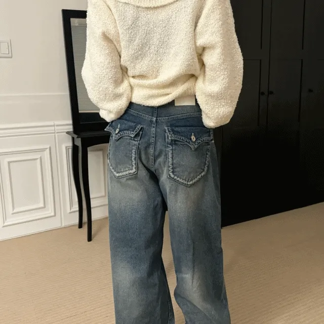 [블랙컬러추가/최저가/카리나님 착용] 오도리 빈티지 중청 와이드 데님