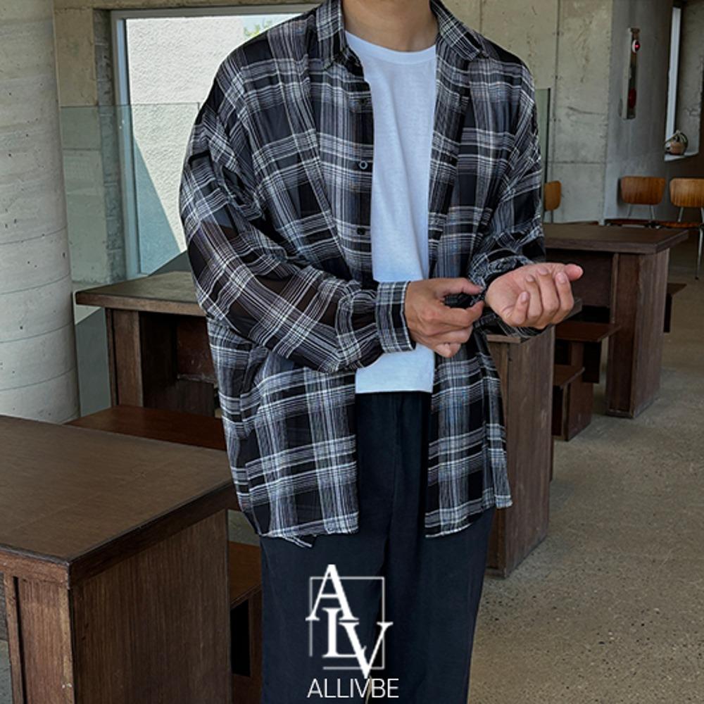 썬블록 올데이 폰폰 체크 셔츠