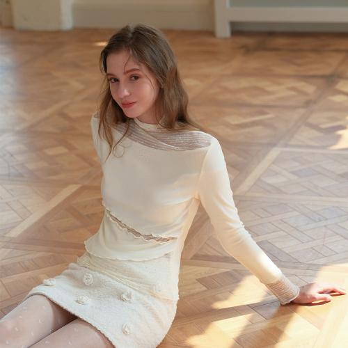 Cest_Irregular see-through high neck top