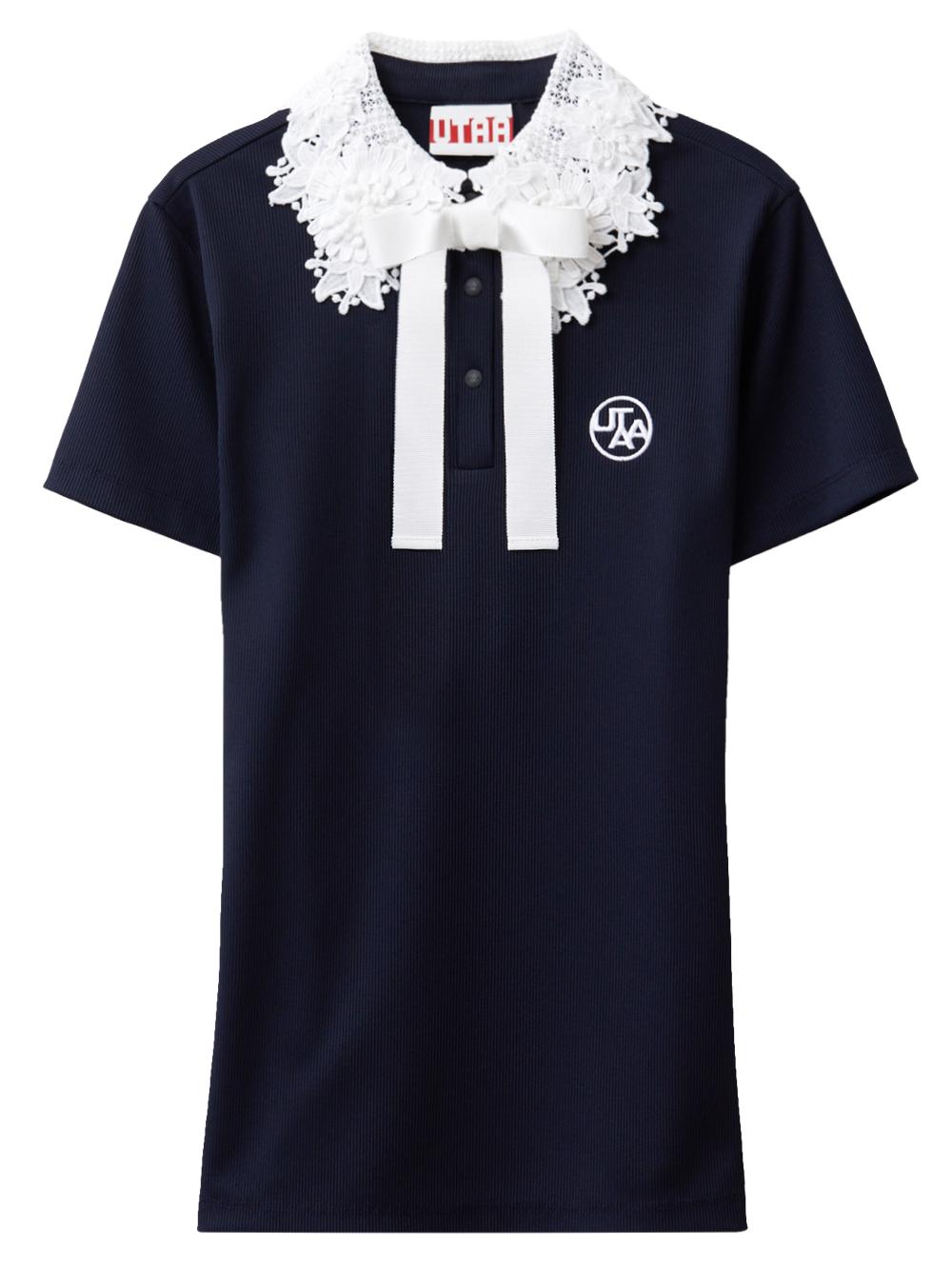 UTAA Notredame Flower Lace T-Shirt  : Women's Dark Navy  (UC3STF200DA)