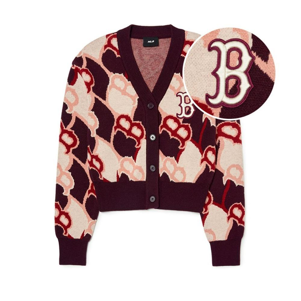 [MLB] 여성 아가일 모노그램 전판패턴 크롭 가디건 3FKCY0124 43WIS
