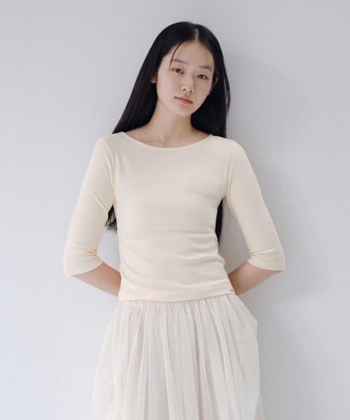 BASIC 3/4 SLEEVE T-SHIRT, BUTTER