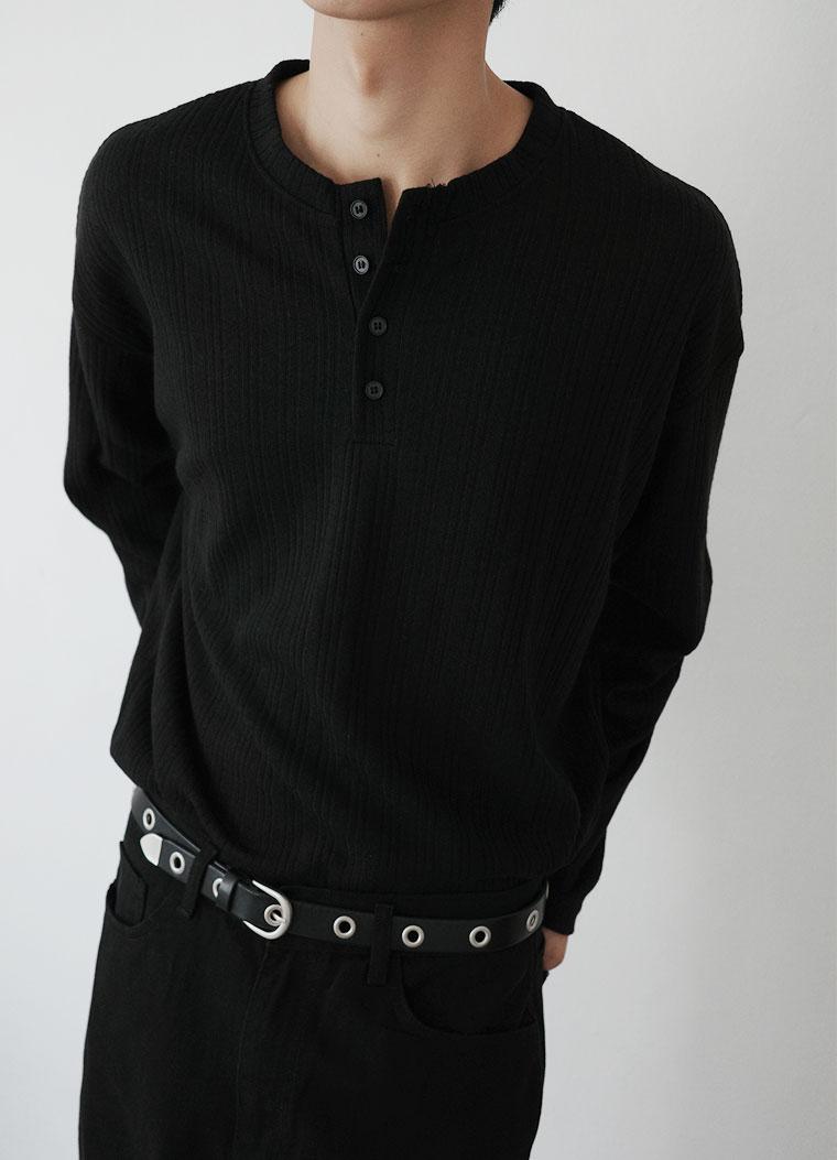knitted henley neck tee