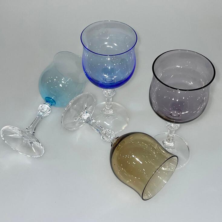 vintage color clear glass 빈티지 컬러 투명 와인잔