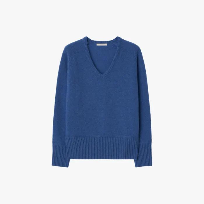 WOOL V-NECK SWEATER / MARINE BLUE
