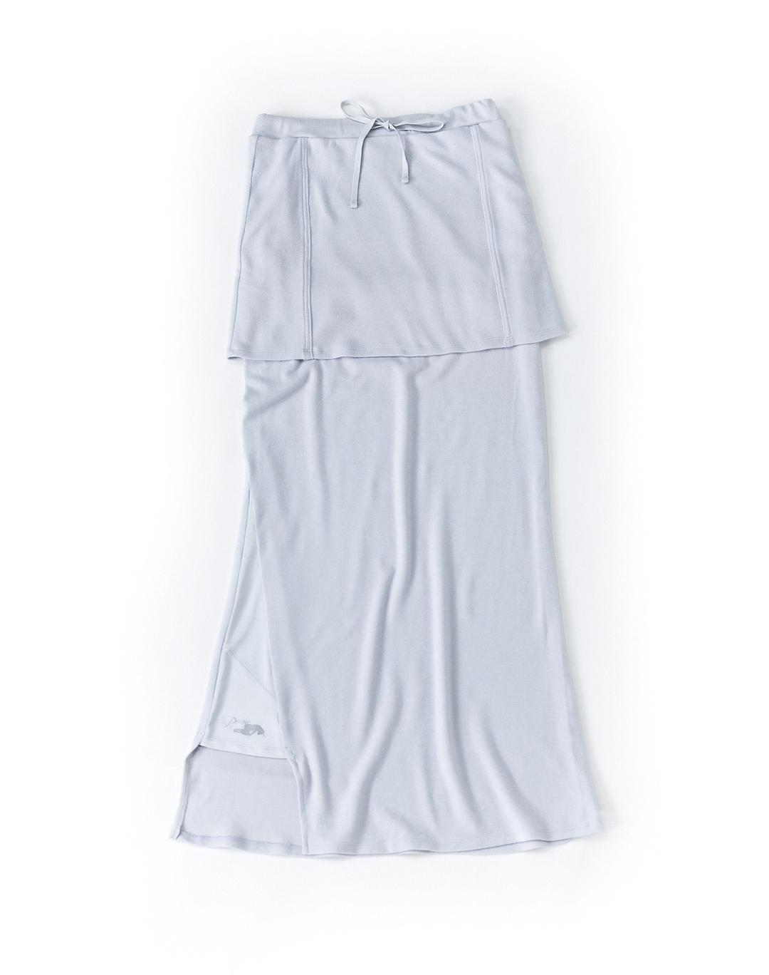 Slit layered wool skirt (light purple)