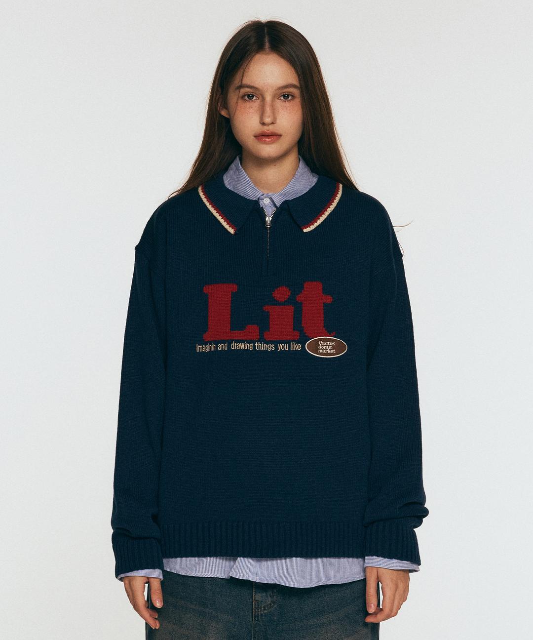 [3/14 예약배송] Lit Half Zip Sweater - Navy