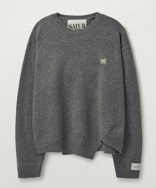 더블린 언발란스 캐시미어 블렌드 니트 클래식 차콜