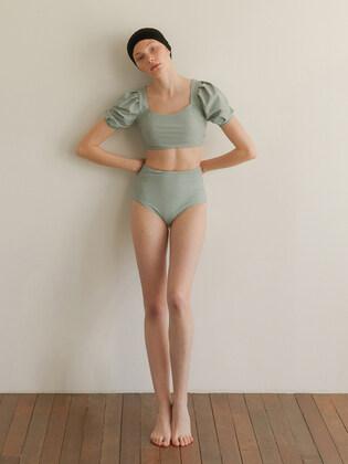 PUFF SLEEVE BIKINI TOP - MINT