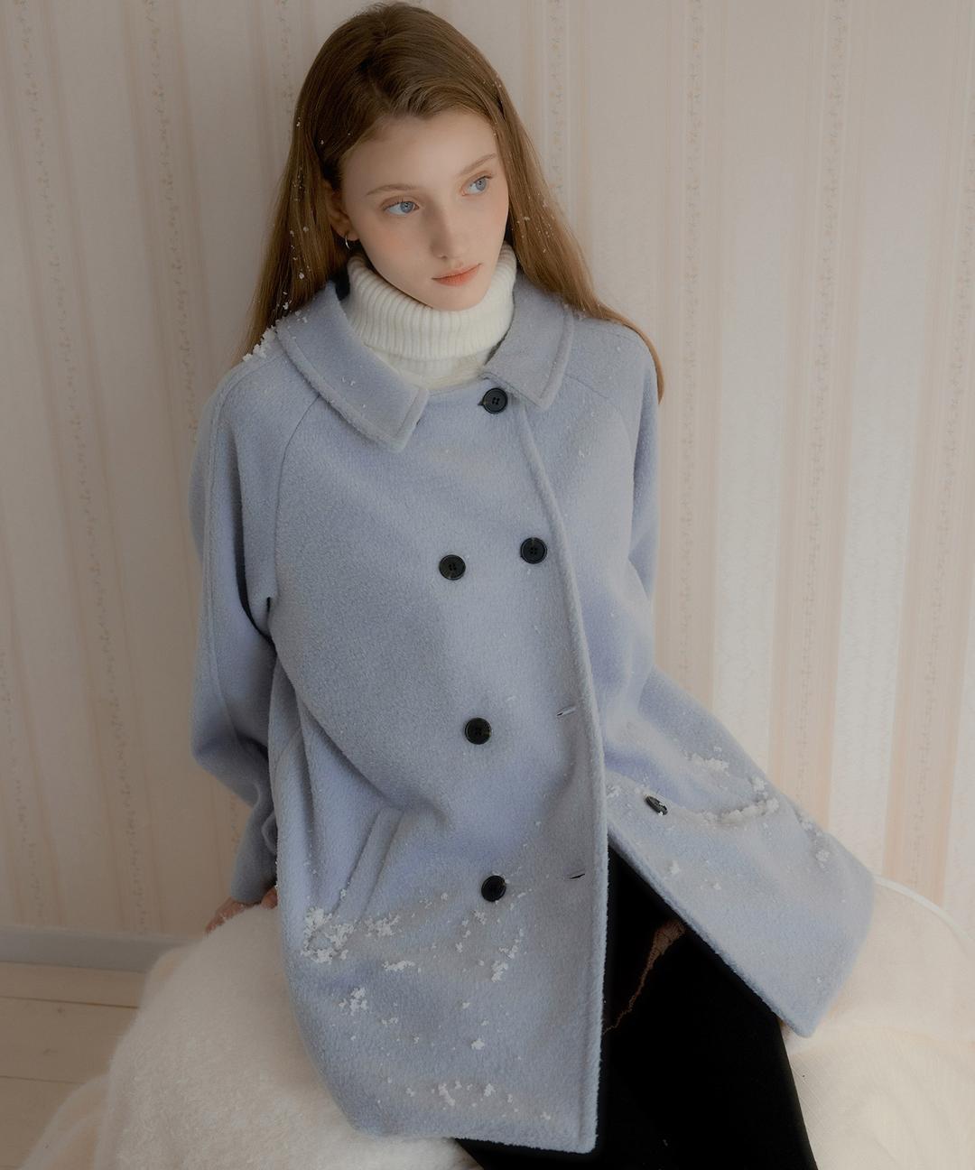 [은현 pick] Melia Hairy Wool Half Coat ( Grayish blue )