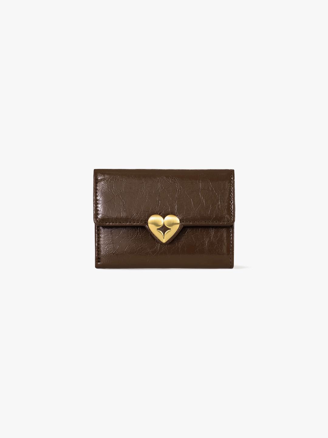 HEARTY FLAP WALLET - MOCHA BROWN