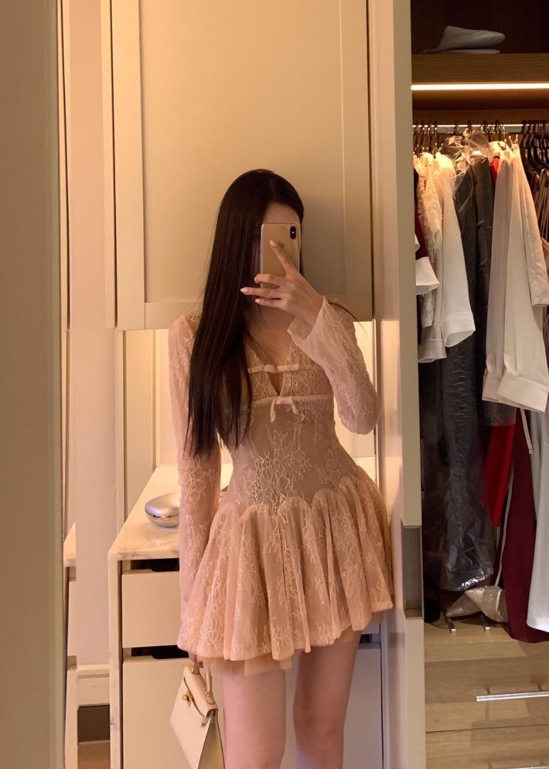 [수입 highquality] *초고퀄* 프린세스 리본 레이스 플레어 미니 원피스 드레스