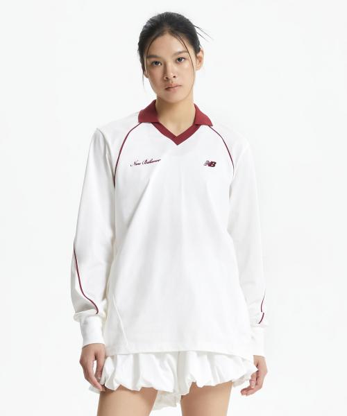 NBNDF2W142 / WOMEN 트랙 카라 긴팔티 (IVORY)