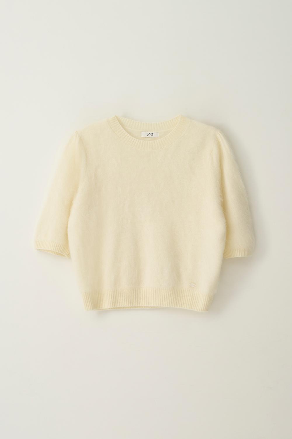[2차] CASHMERE 100 HAIRY HALF SLEEVE KNIT_TT5S304IV