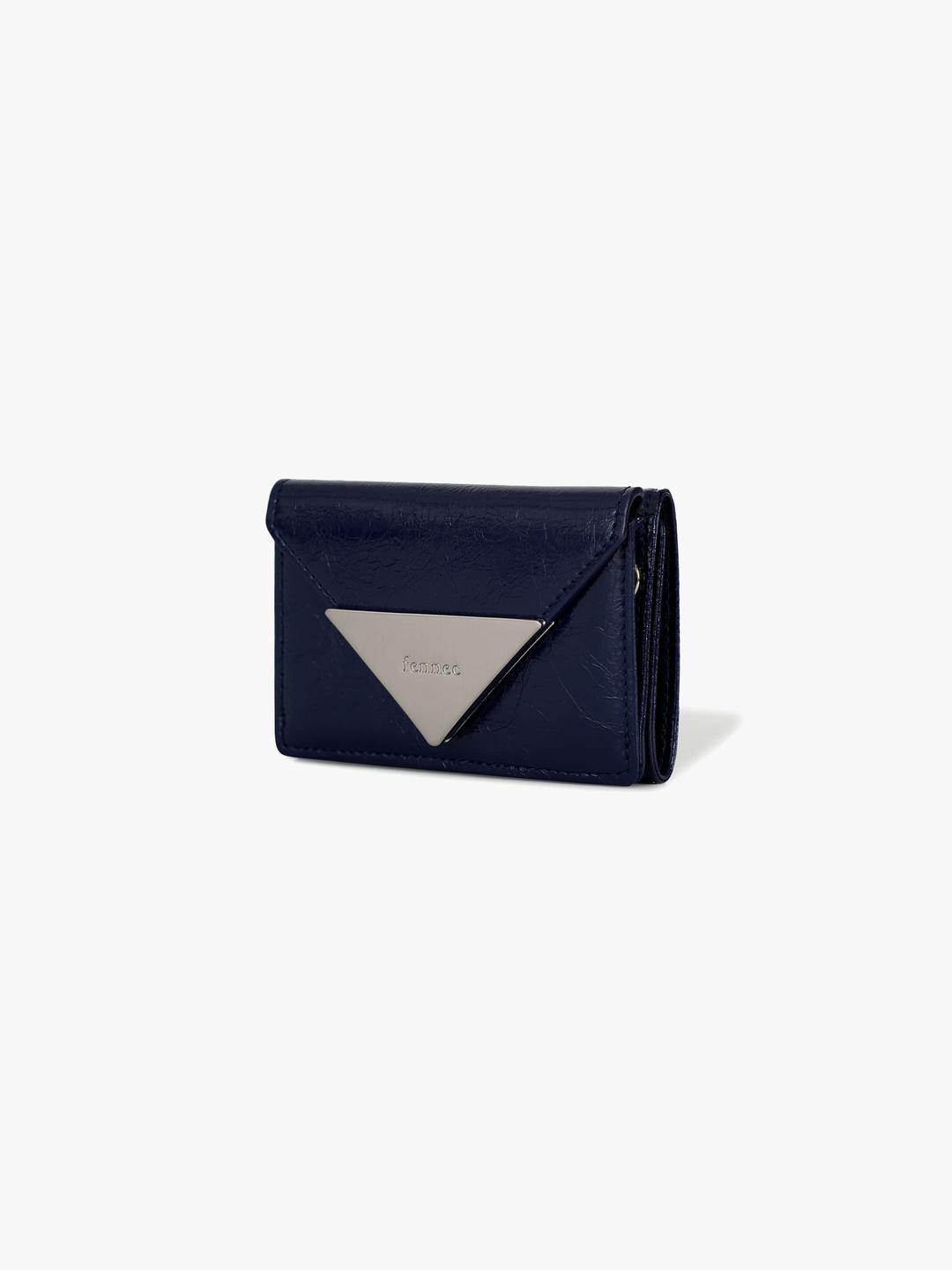 CRINKLE TRIANGLE TRIPLE WALLET D - NAVY BLUE