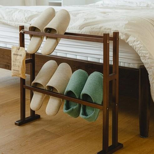 올모 원목 와이드 슬리퍼거치대 실내화걸이 2단, 브라운, 1개 - 슈즈랙 | 쿠팡