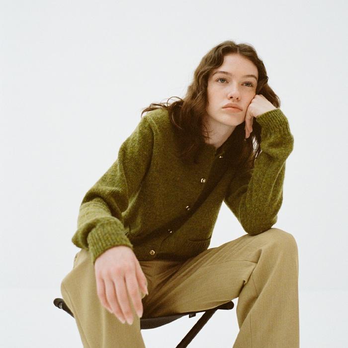 Brushed Knit Cardigan (khaki)