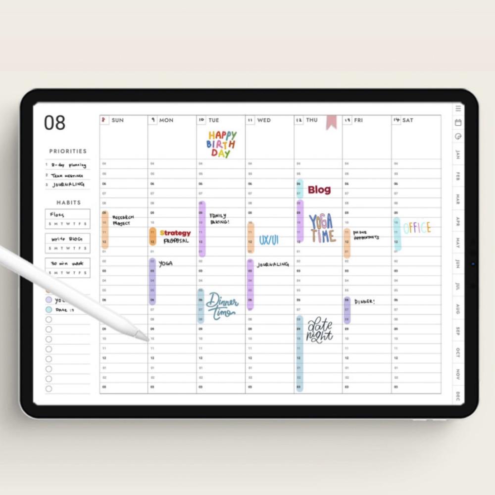 DT 굿노트 화이트 다이어리  만년형 세로형 위클리 아이패드 굿노트 속지 플래너 PDF 서식