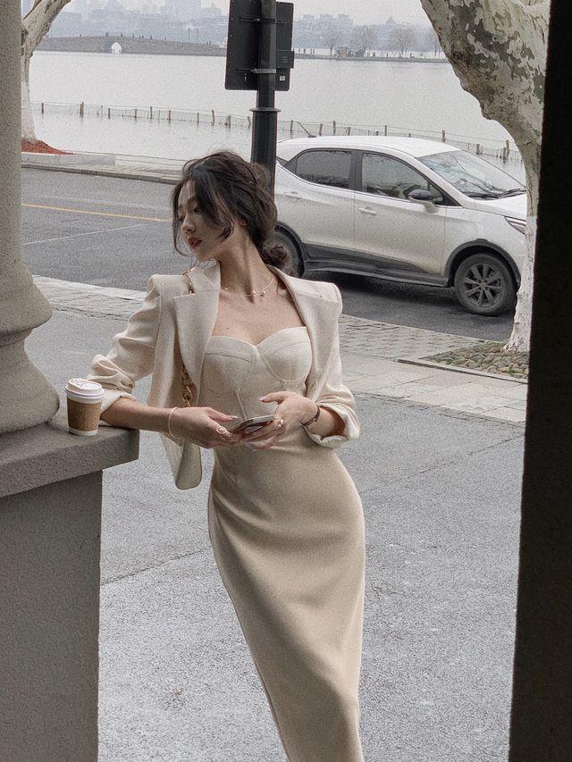 [수입] 바스트 패드 스트랩 튜닉 슬림 원피스 3color