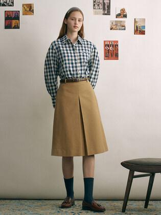 FENCHURCH A-line midi skirt (Camel/Navy)