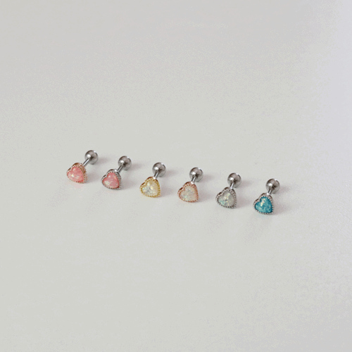 펄 글루 하트 피어싱 / 6 color