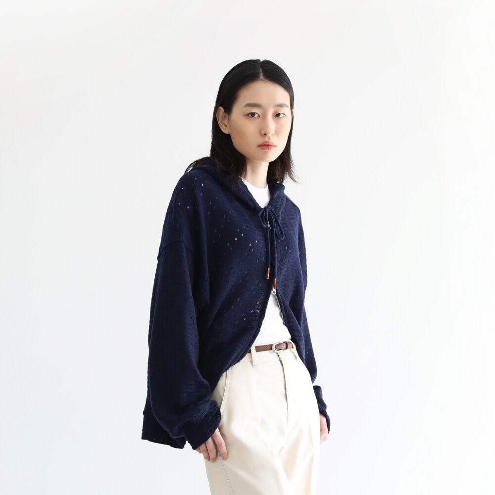 OVS-KNIT ZIP UP HOODIE (Navy)