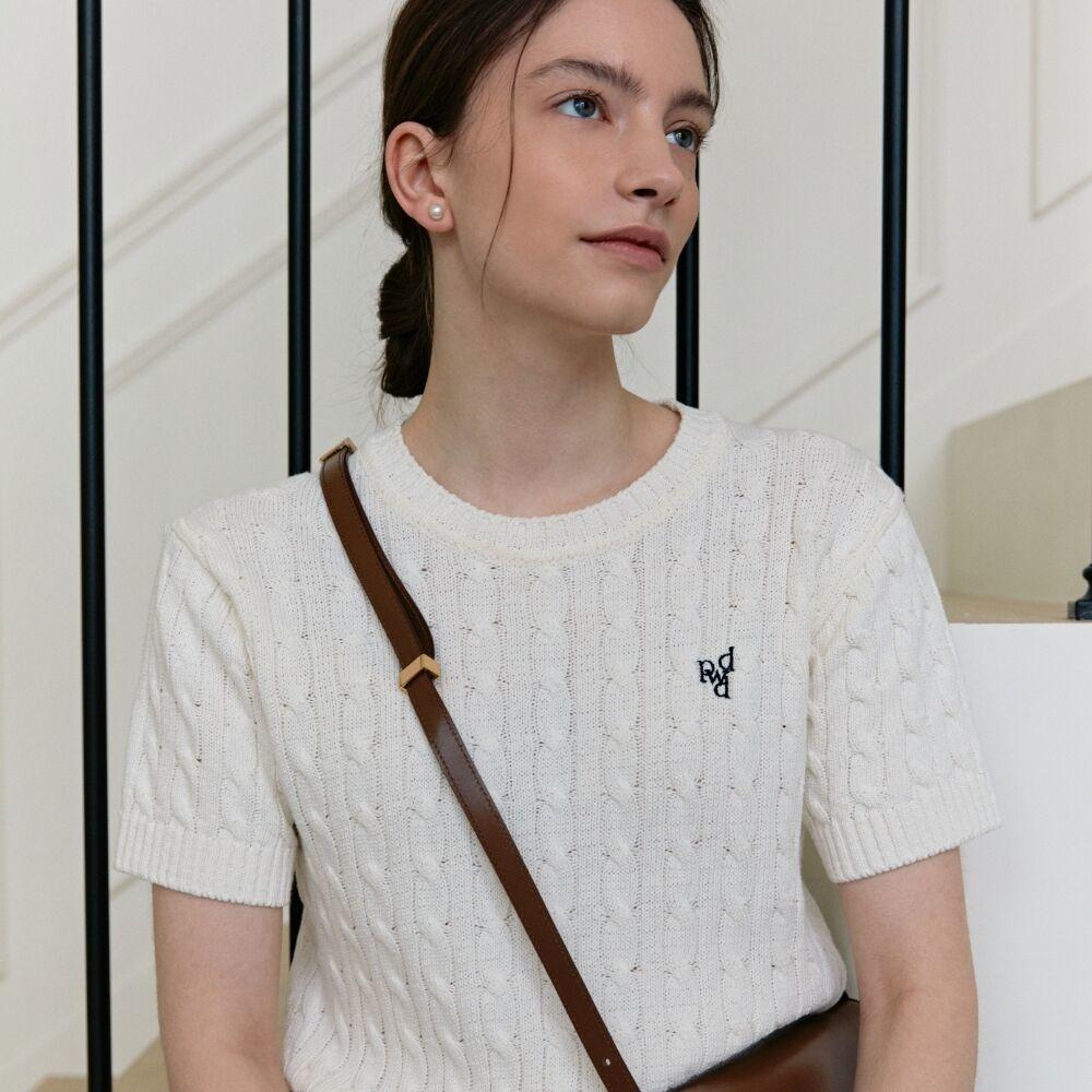 [지승완/트와이스 모모 착용] half sleeve cable knit - ivory