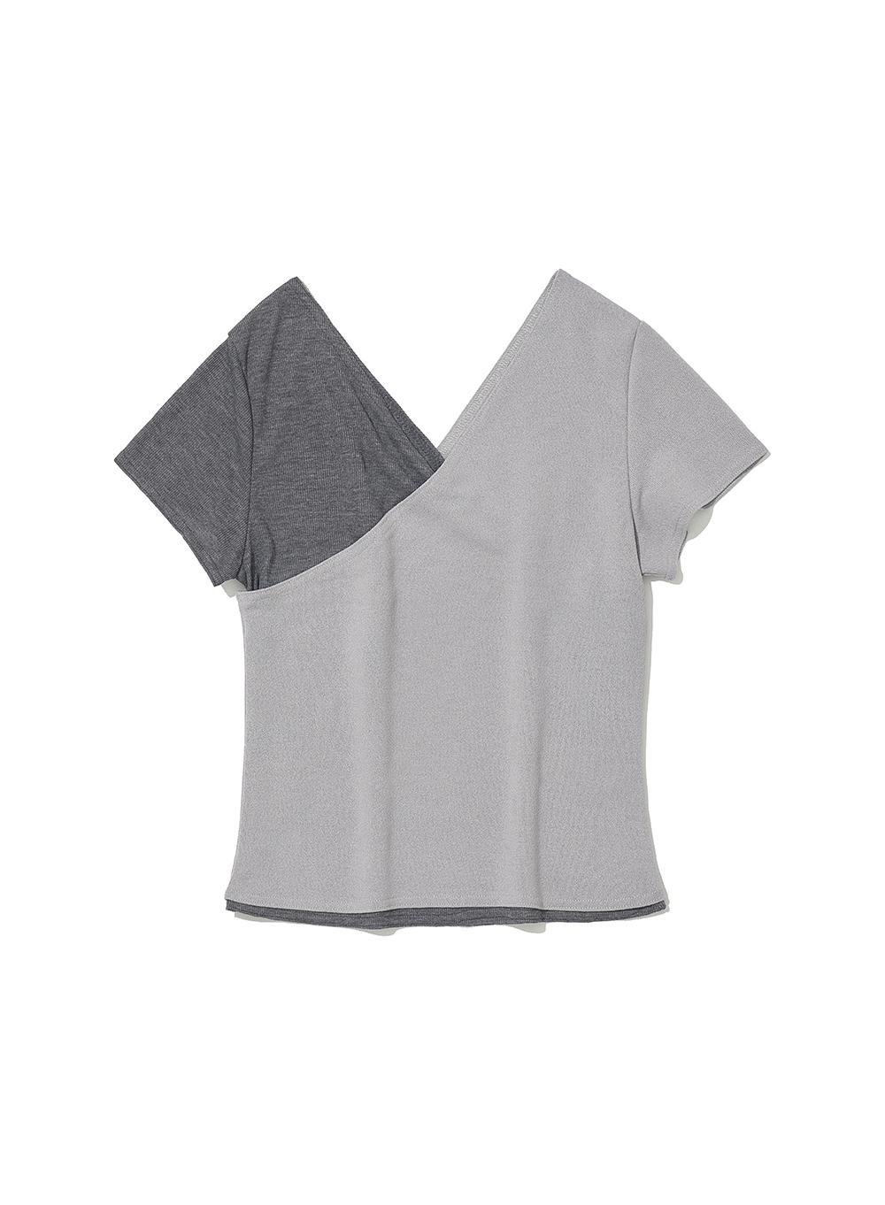 [WOMEN] DETACHABLE CROSSOVER SHORT SLEEVE TEE_LIGHT GREY