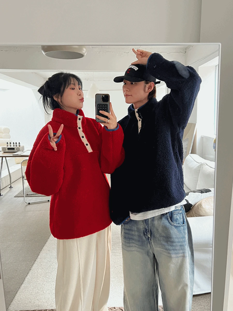 척 컬러 양털 아노락 (남녀공용)