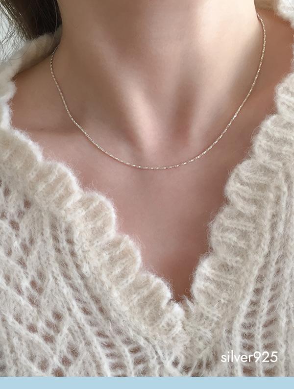 slim shine chain necklace (silver925)