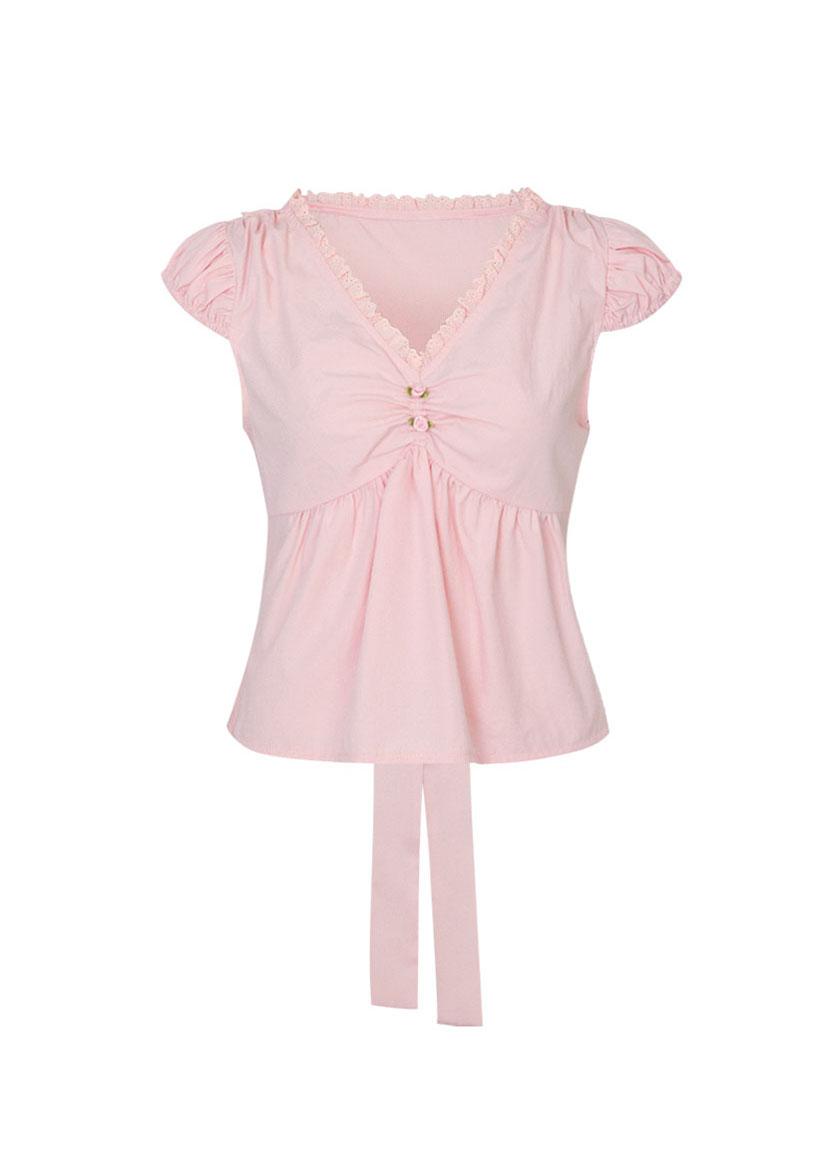 Zoey Shirring Blouse (Pink)