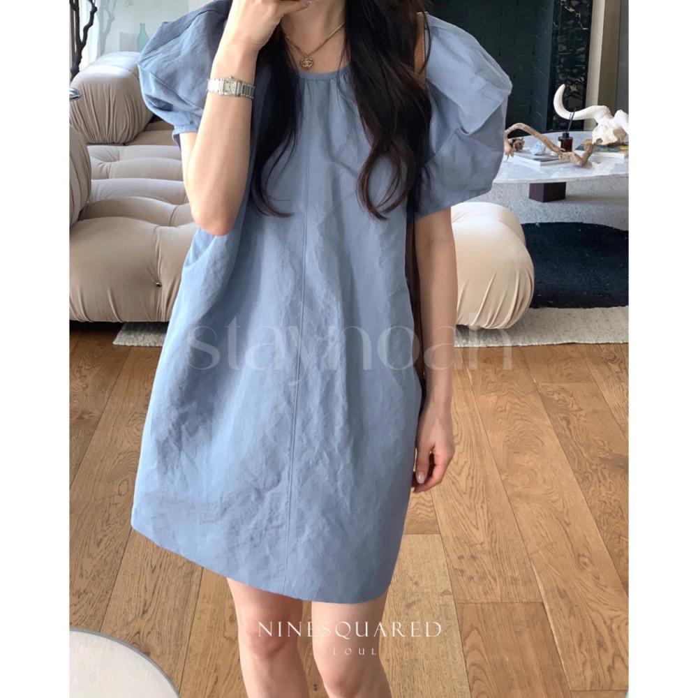(아,소 당일) 9S 나인스퀘어드 마티뇽 원피스 반팔 퍼프 셔링 린넨 미니 ops (4c) : 스테이노아