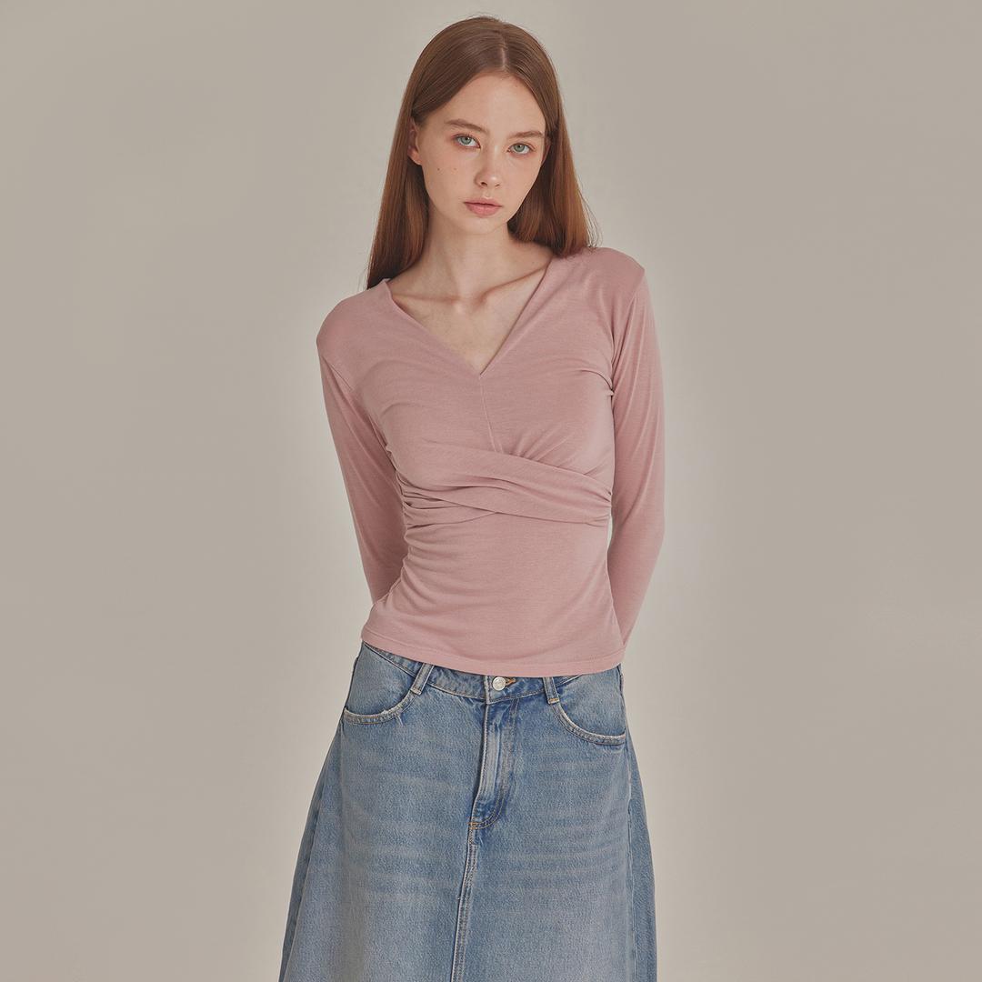 CROSS OVER V-NECK LONG SLEEVE TOP_T426TP101(IP)