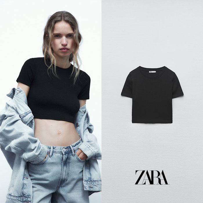 ZARA 자라 블랙 크롭 탑