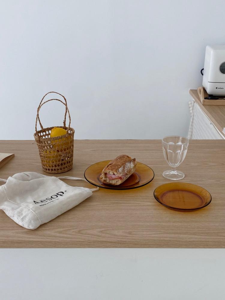 [듀라렉스] 브라운 플레이트 유리접시 홈카페 브런치 플레이트 엠버