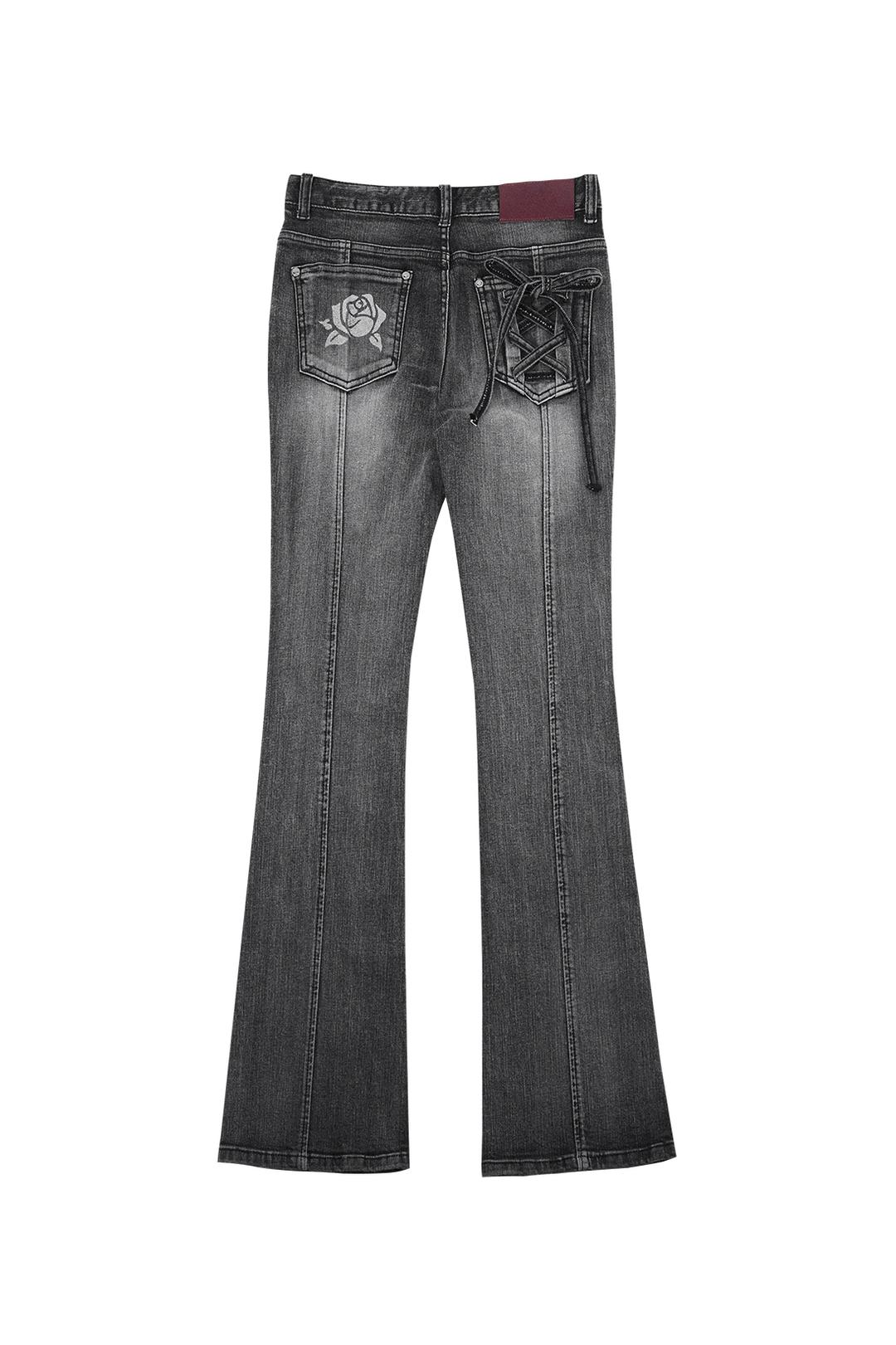 [PRE-ORDER 10% OFF/바로발송]ROSE BOOTS CUT DENIM # BLACK - 달링유어배드