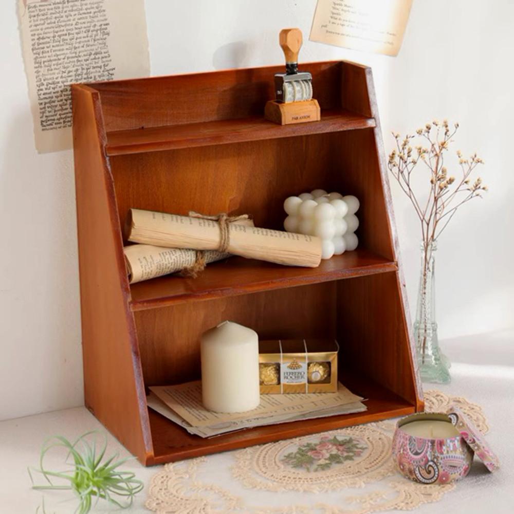 노지카 빈티지 원목 다용도 수납장 벽걸이 2단 3단 나무 장식장