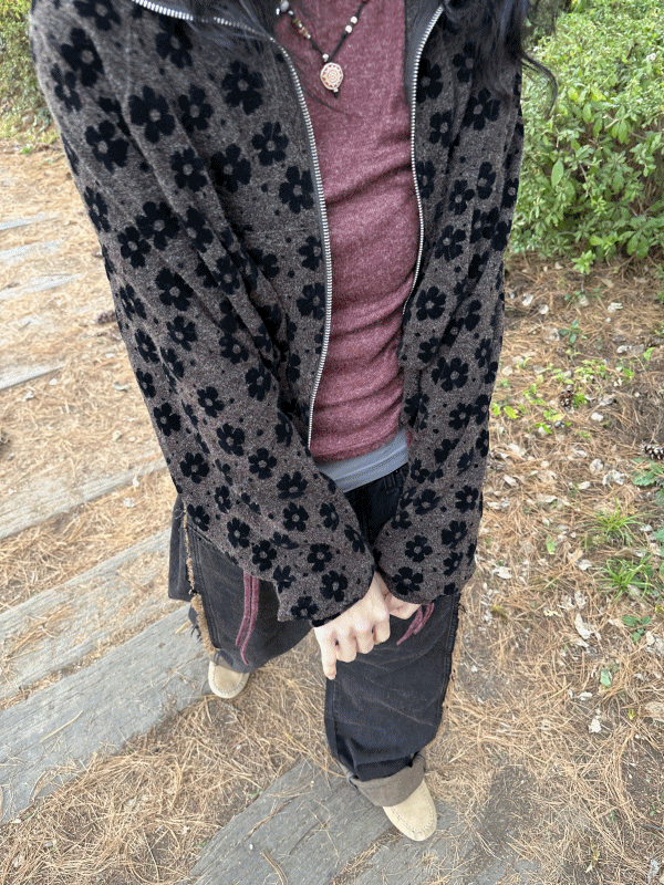 Flower twoway zip-up / 플라워 투웨이 집업 점퍼 아우터
