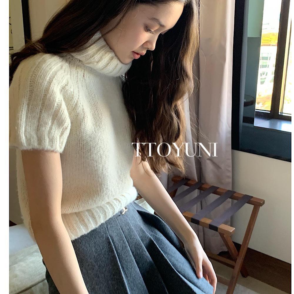 (차콜당일) 리에뜨 소르베 니트 riette 반팔 목폴라