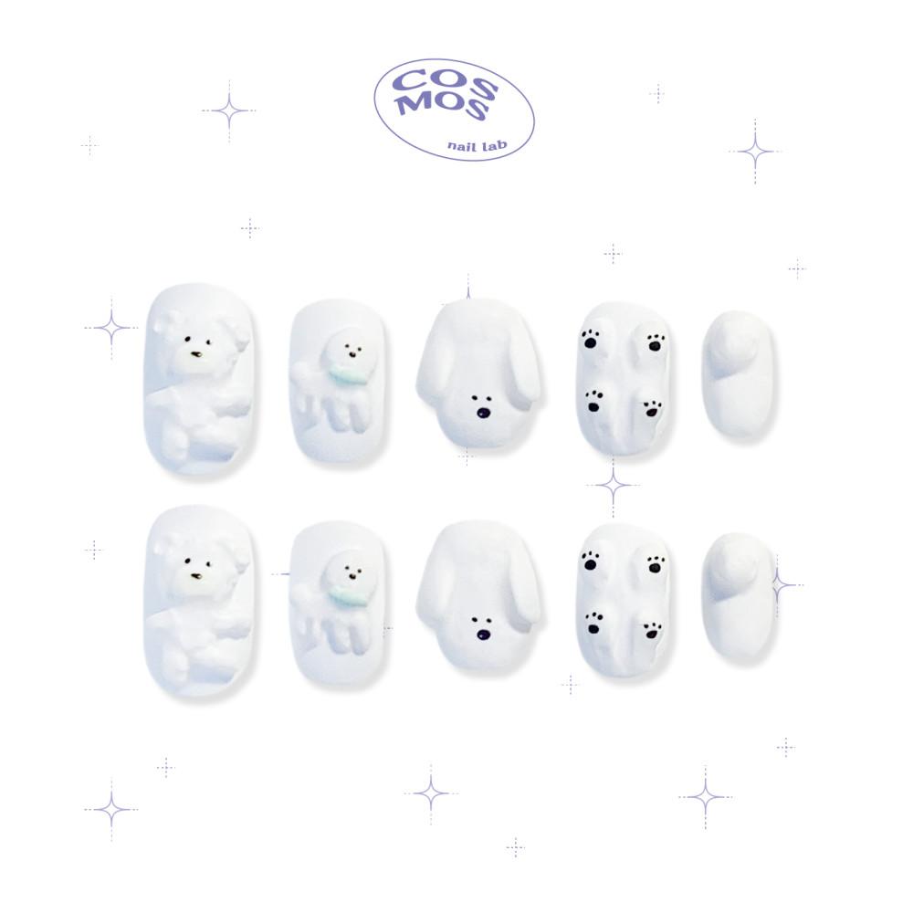 뽀글이  네일 젤 셀프 파츠 아트 인조손톱겨울 수제 네일팁