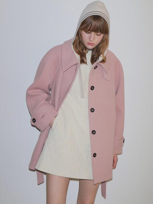 RAGLAN HALF WOOL COAT / PINK