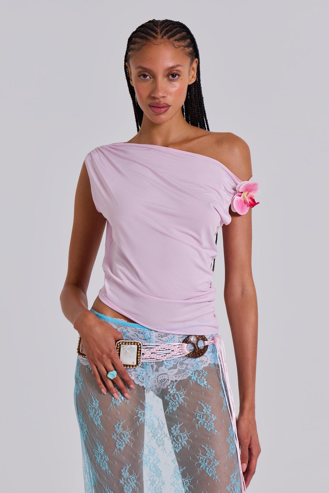 Dare To Drape In Pink With Flower Detail - UK 4 / Pink