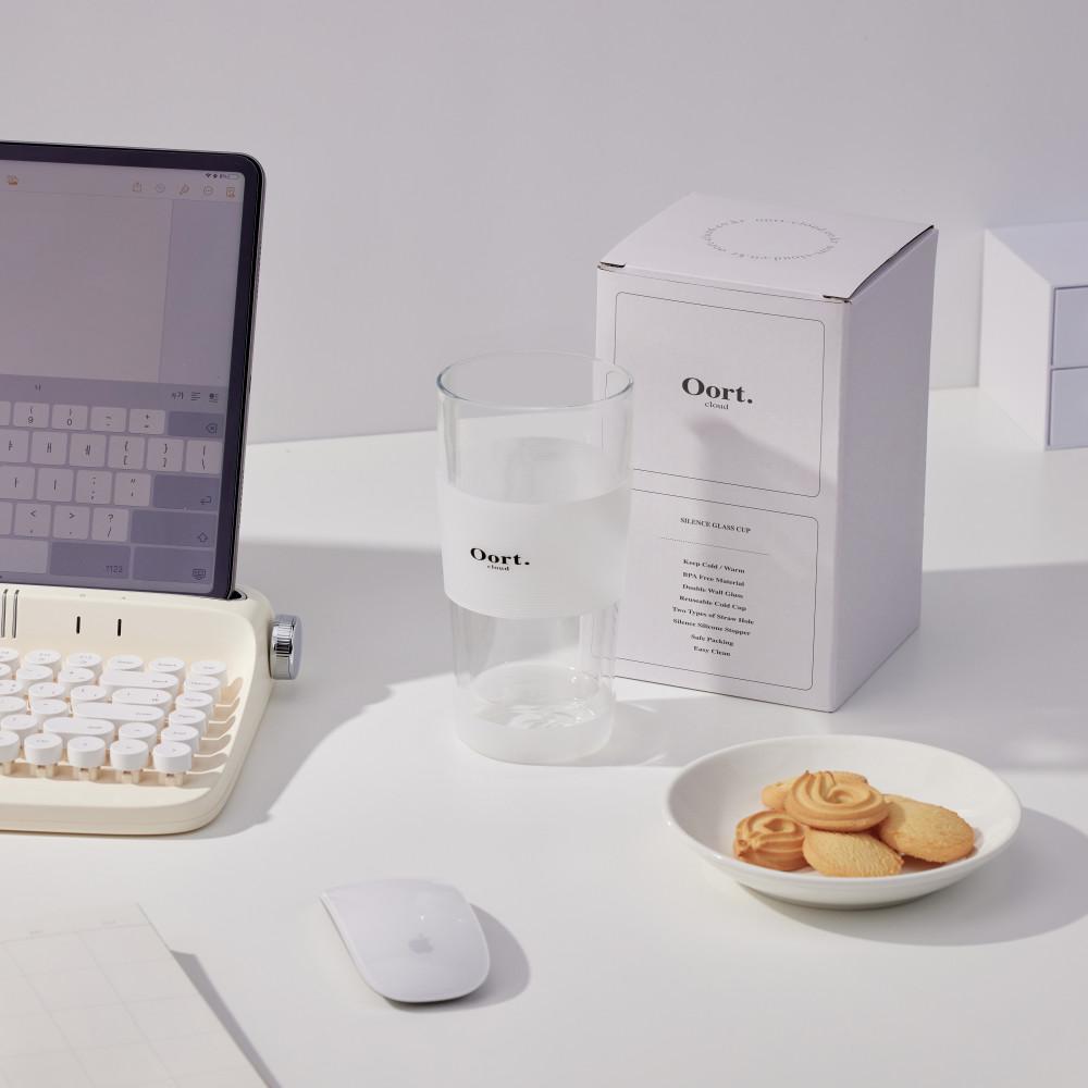 오르트클라우드 리유저블 친환경 티 이중 유리컵 510ml (실리콘 슬리브)