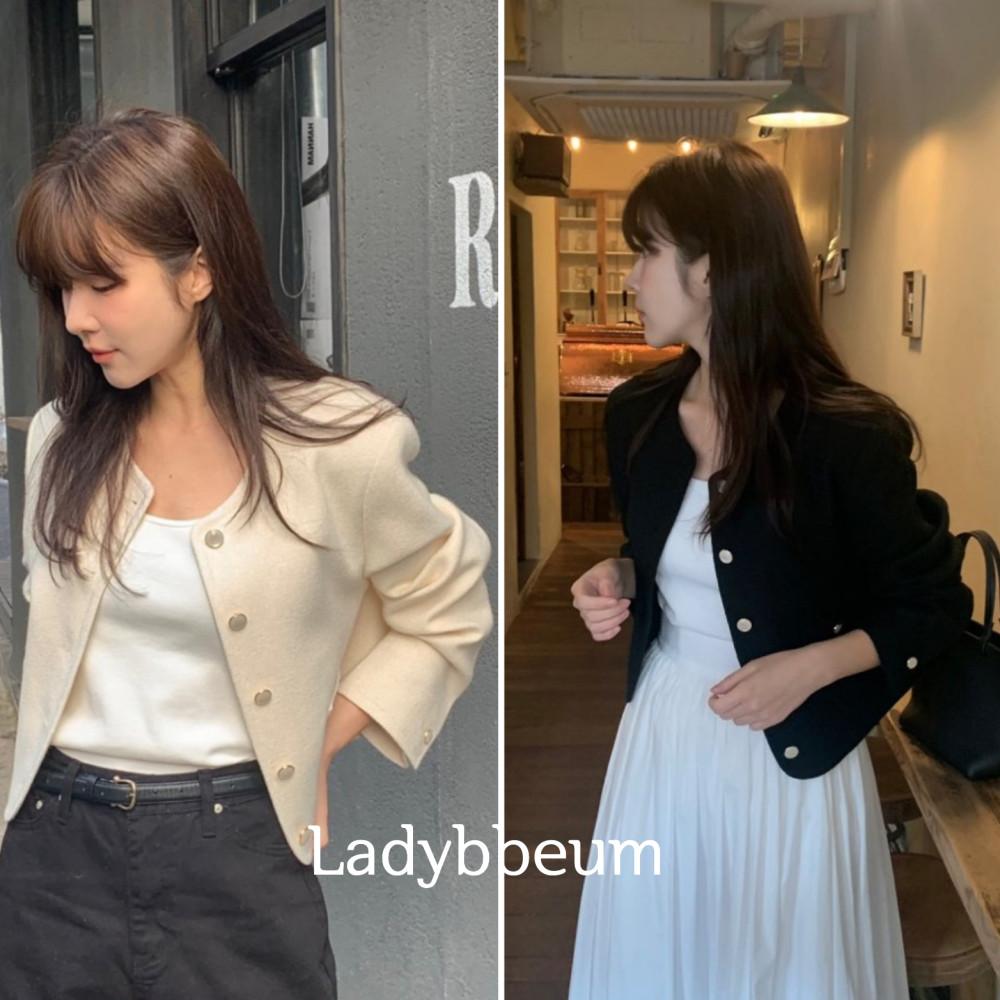 24ss 베르가못 캘리 트위드자켓 (2col) 노카라 긴팔 세미크롭jk