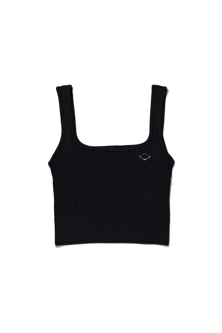 RHOMBUS KNIT CROP TOP (BLACK)