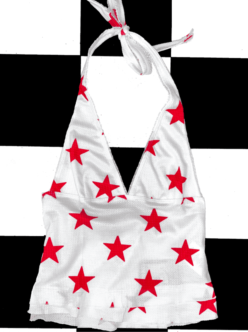 STAR BABE WAFFLE HALTER IN WHITE
